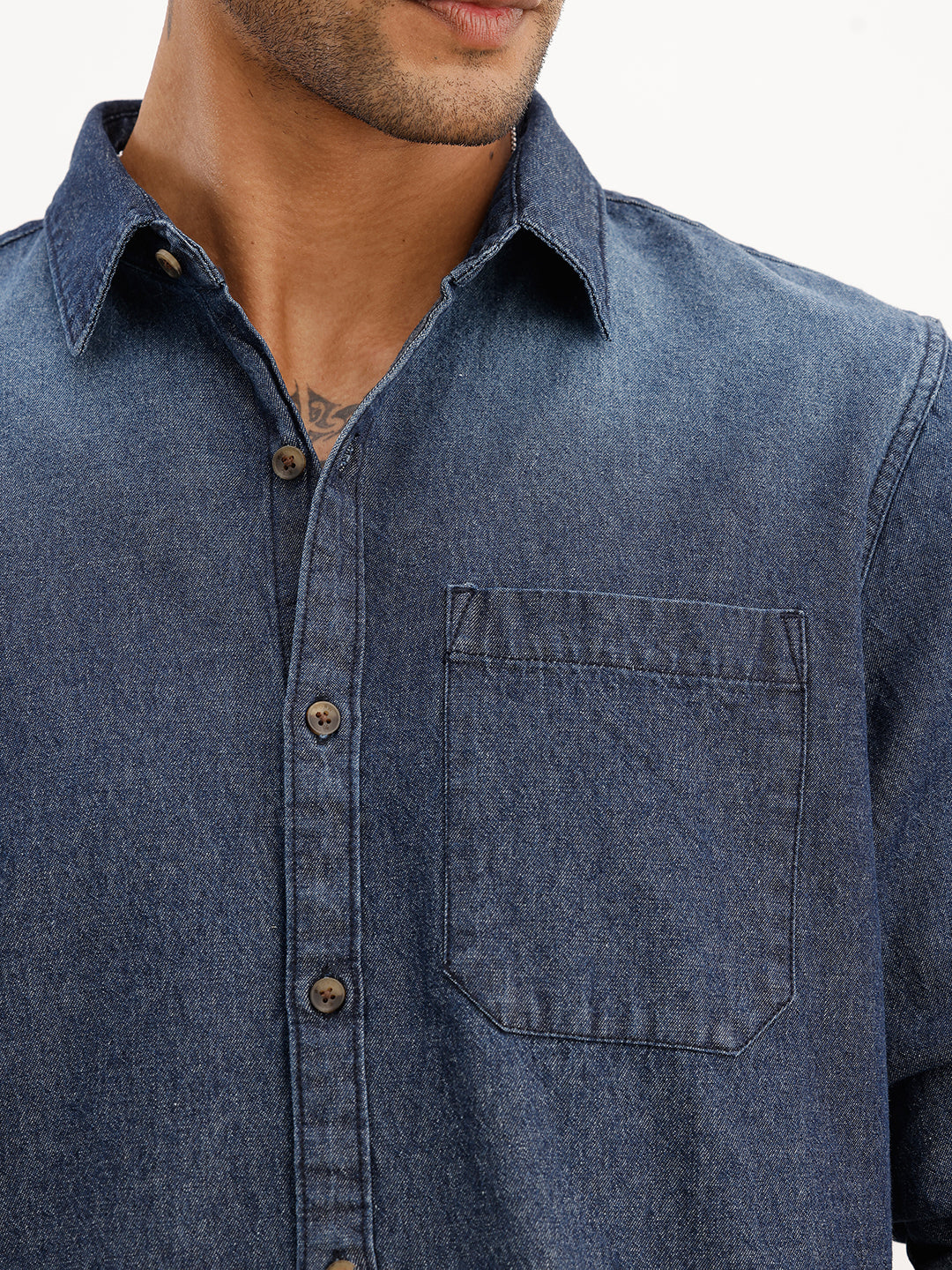 Classic Regular Fit Denim Shirt | Blue