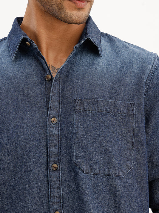 Classic Regular Fit Denim Shirt | Blue