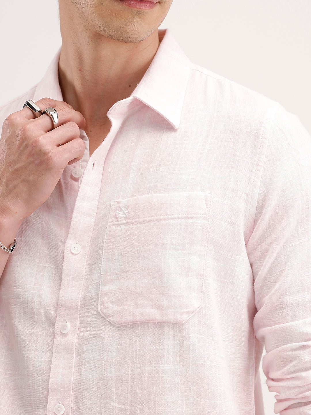 Slim Fit Checkered Shirt | Pink
