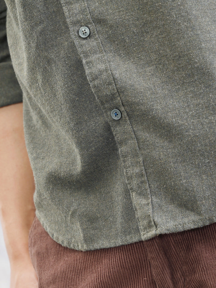 Melange Fabric Smart Shirt In Slim Fit | Olive