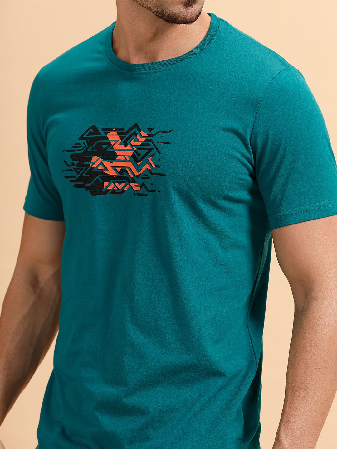 Placement Print Regular Fit T-Shirt | Dark Green