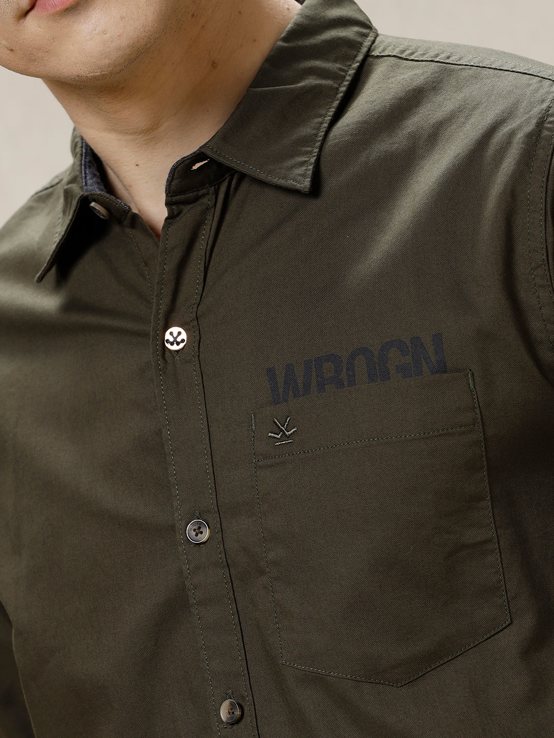 Wrogn Peek Olive Shirt