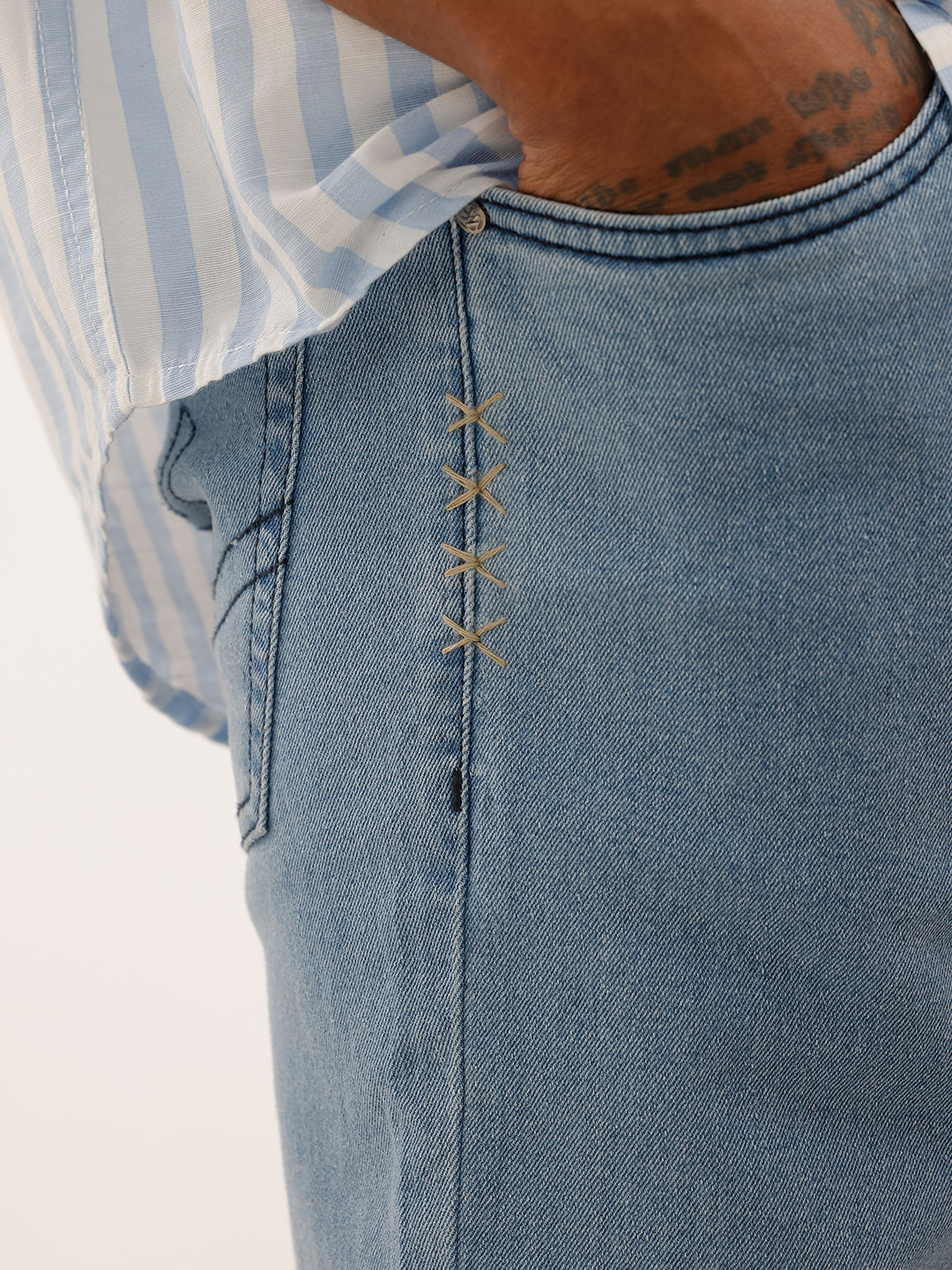Washed Solid Slim Fit Jeans | Light Blue | WJN100SL7611W