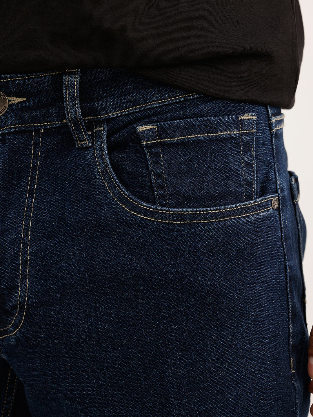 Slim Fit Contrast Stitch Denim Jeans | Dark Blue