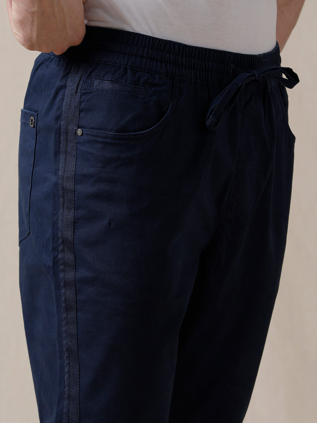 Solid Blue Cotton Jogger