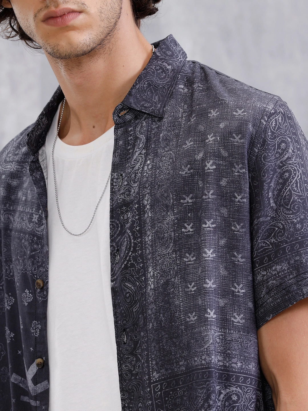 Fluid AOP Slim Fit Shirt | Black