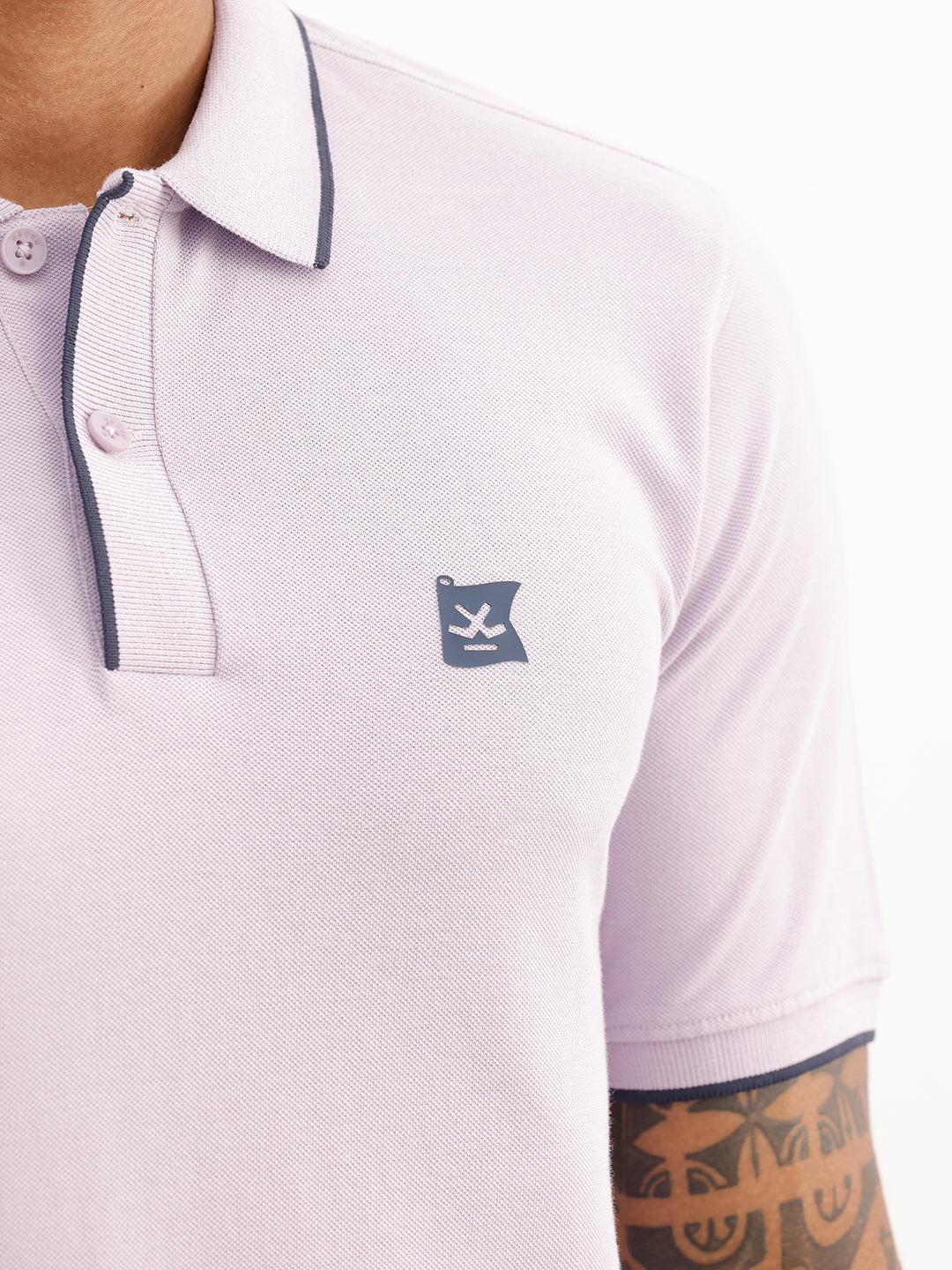 Slim Fit Tipping Collar Polo T-Shirt | Purple