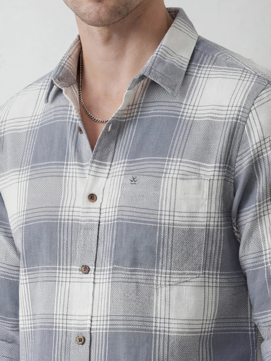 Regular Fit Checkered Shirt | Grey
