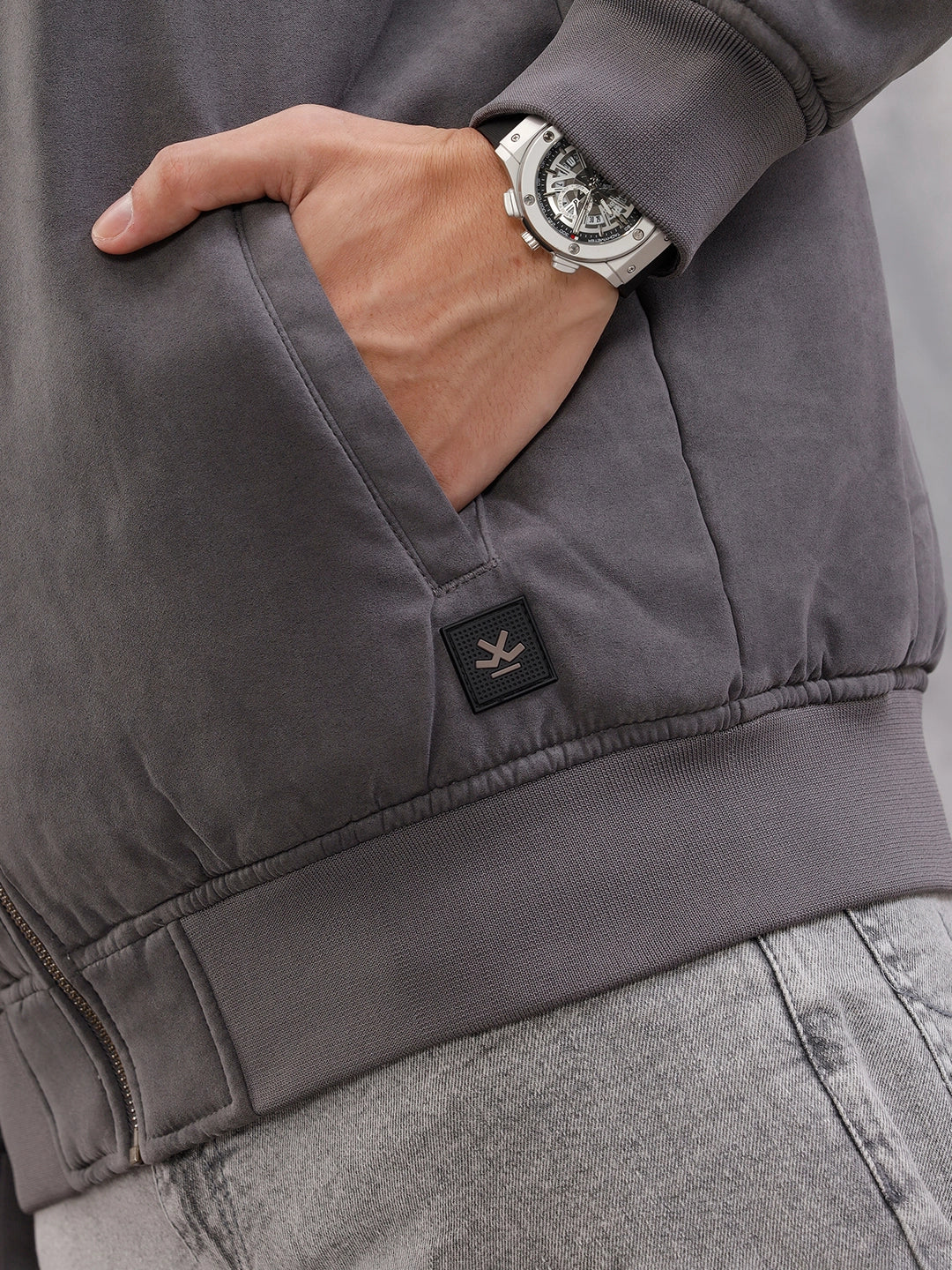 Suede Bomber Jacket I Grey