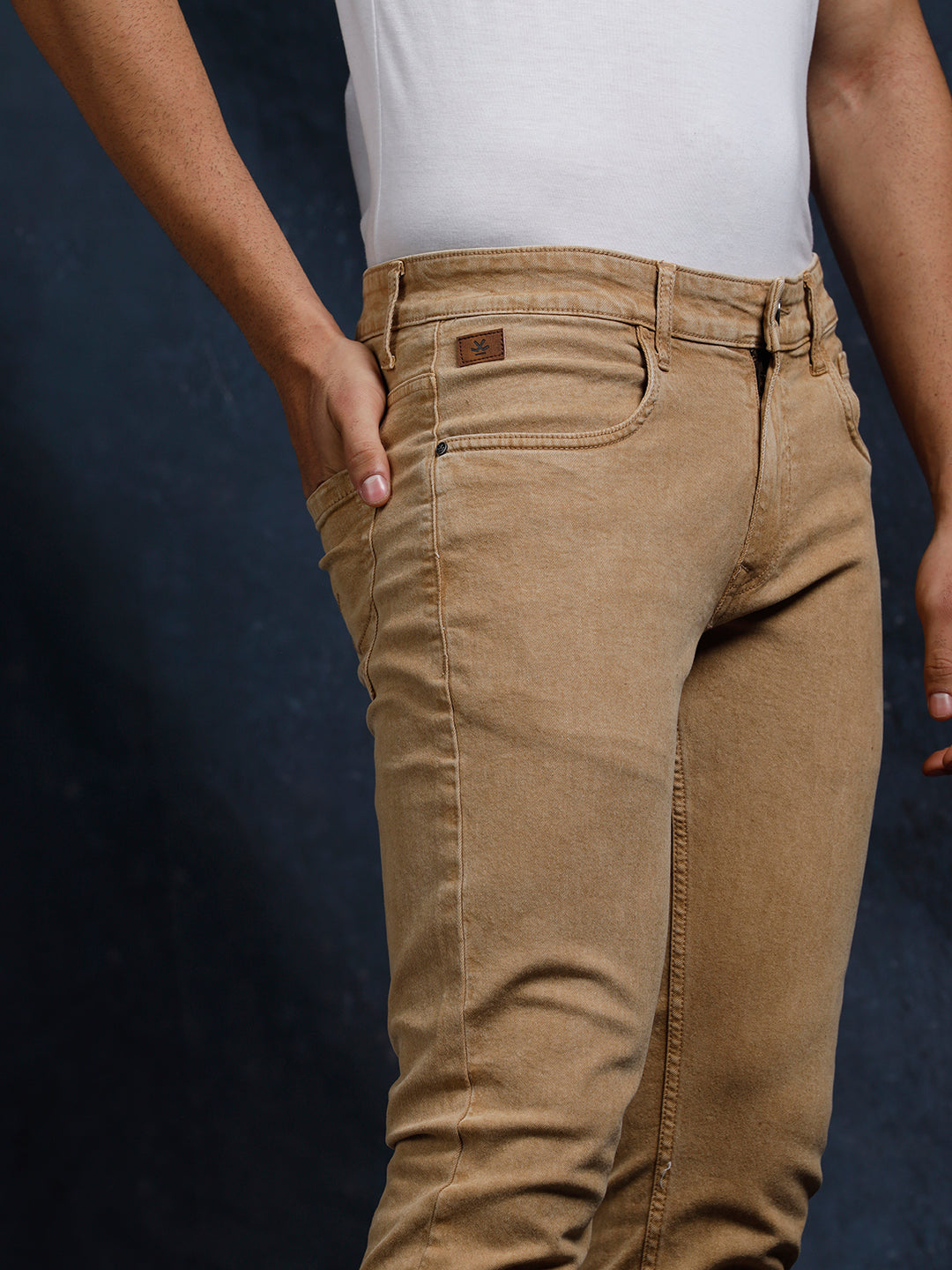 Solid Brown Casual Jeans