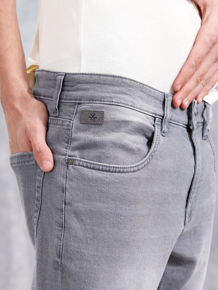 Men Casual Skinny Crop Jeans | Grey