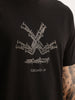 Slim Fit Placement Flock Printed T-Shirt | Black | WTS02HSSL1068S