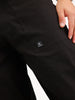 Solid Patch Denim Trousers | Black