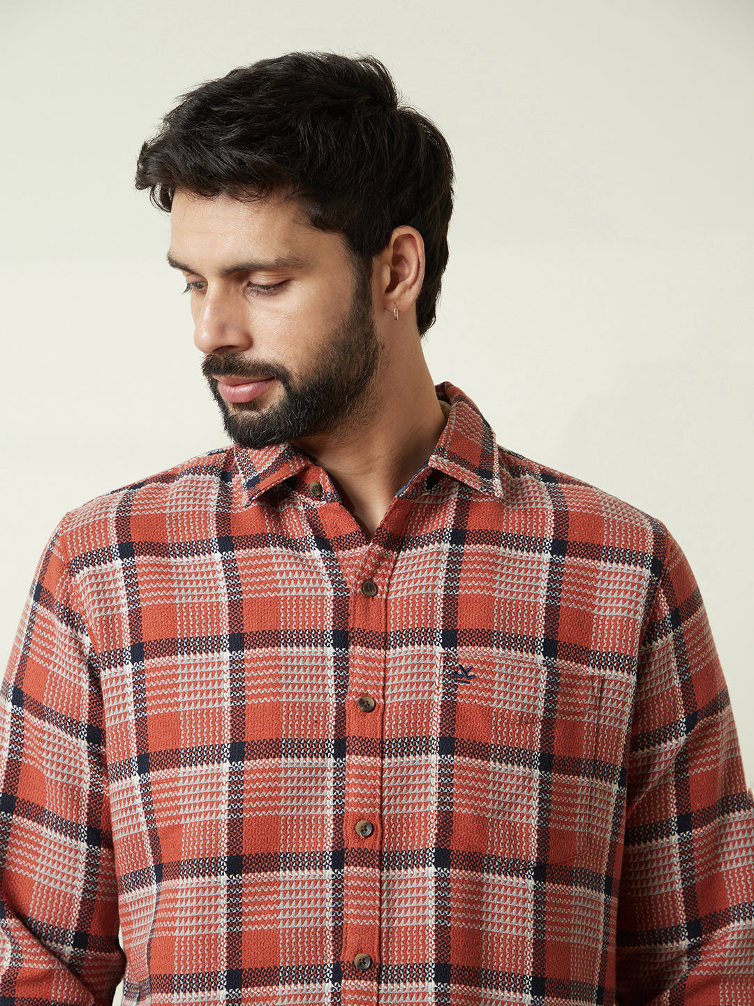 Checked Slim Fit Shirt in Brown