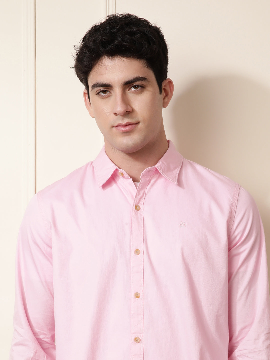 Solid Pink Slim Fit Shirt