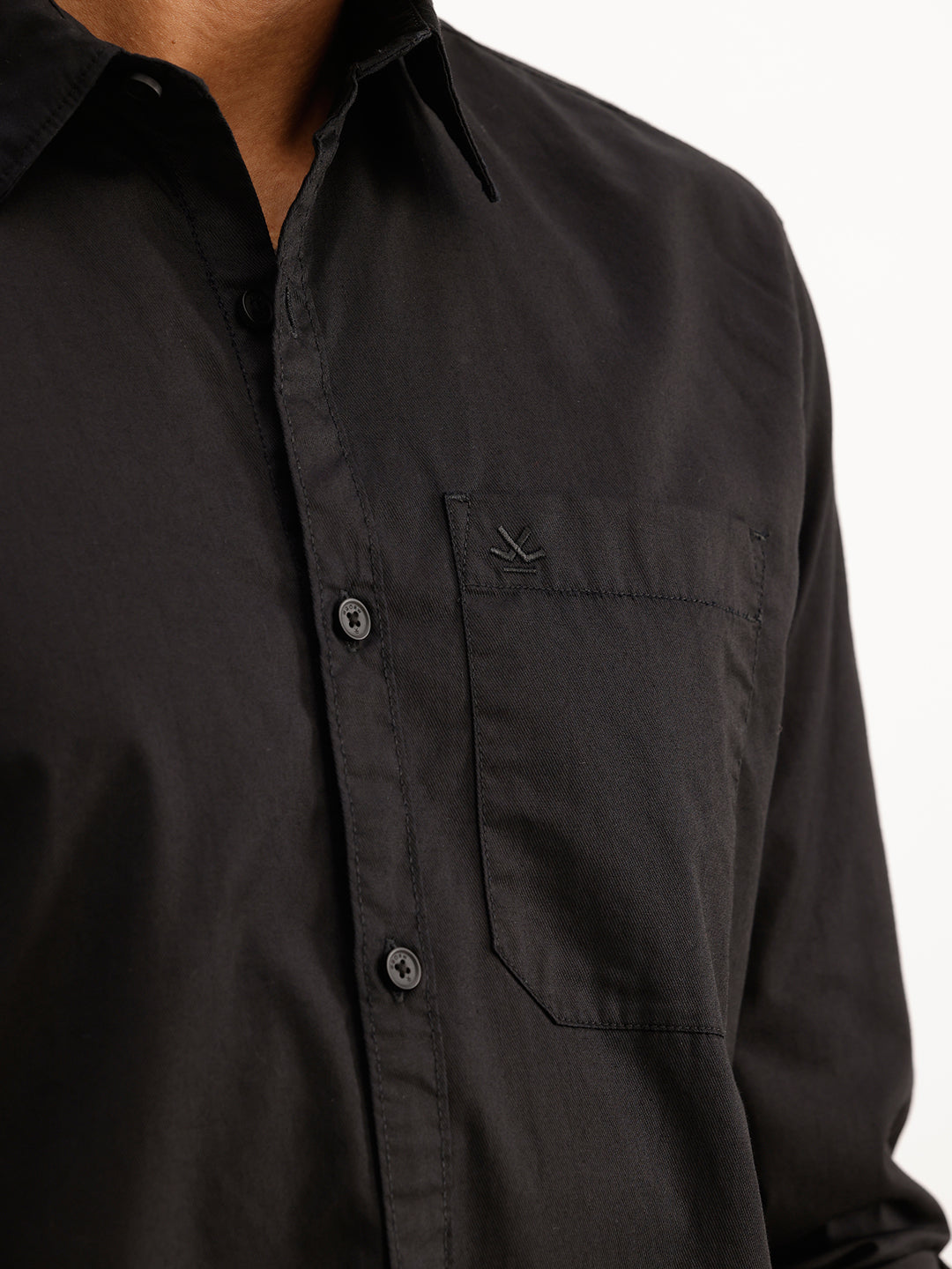 Solid Regular Fit Full Sleeve Shirt | Black