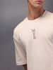 Printed Patchwork Oversized T-Shirt | Beige