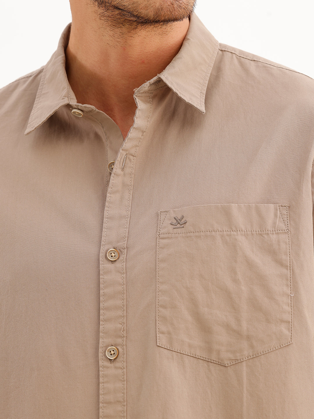 Solid Regular Fit Full Sleeve Shirt | Brown | WWSH9154F