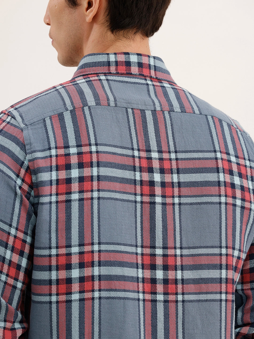 Textured Regular Fit Checkered Shirt | Blue