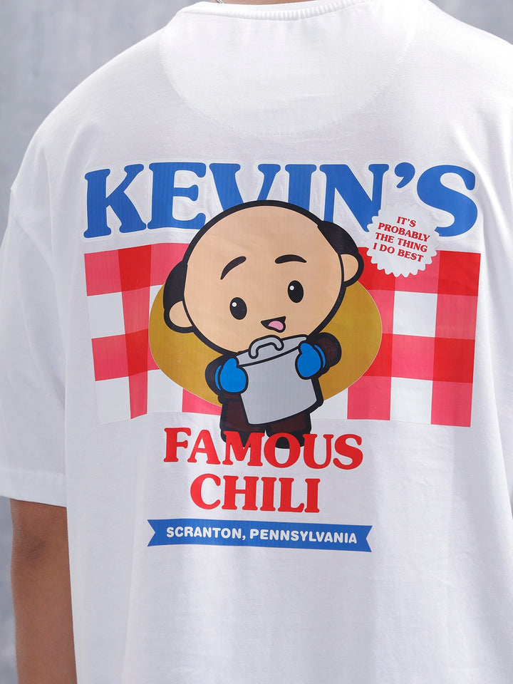 Kevin’s Famous Chili Graphic Oversized Fit Tee For Men | White