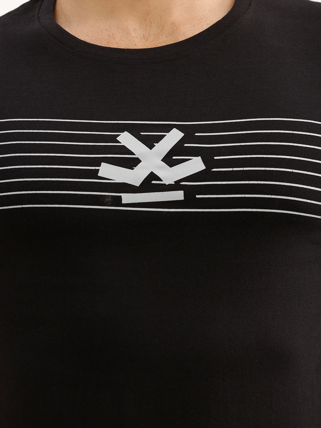 Slim Fit Placement Printed T-Shirt | Black