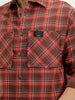 Oversized Raw Edge Double Pocket Checkered Shirt | Brown
