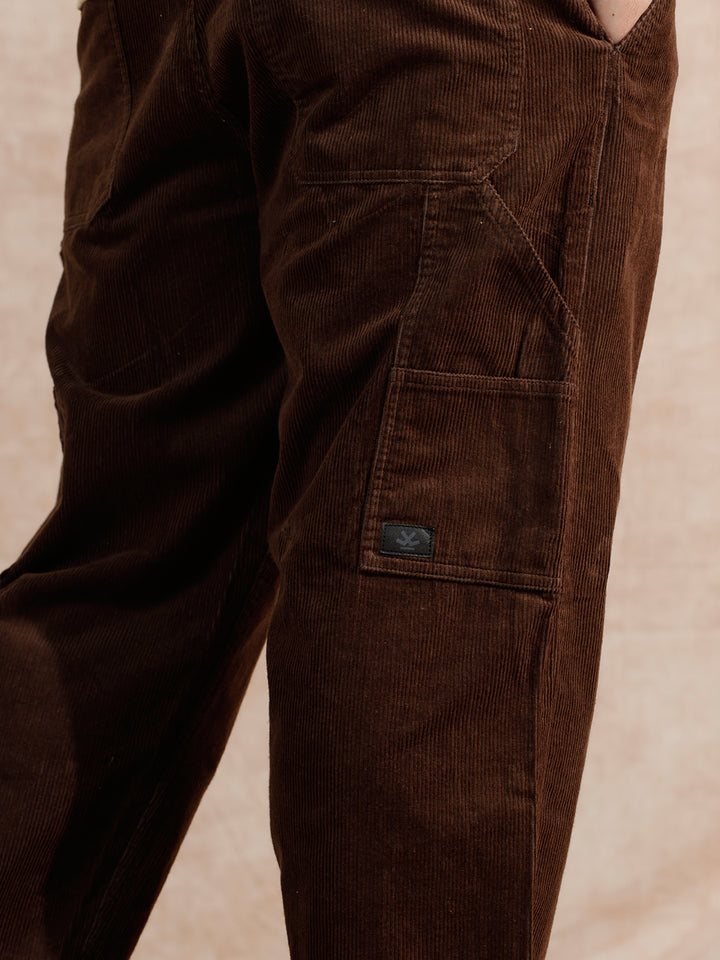 Corduroy Carpenter Loose Fit Trouser | Dark Brown
