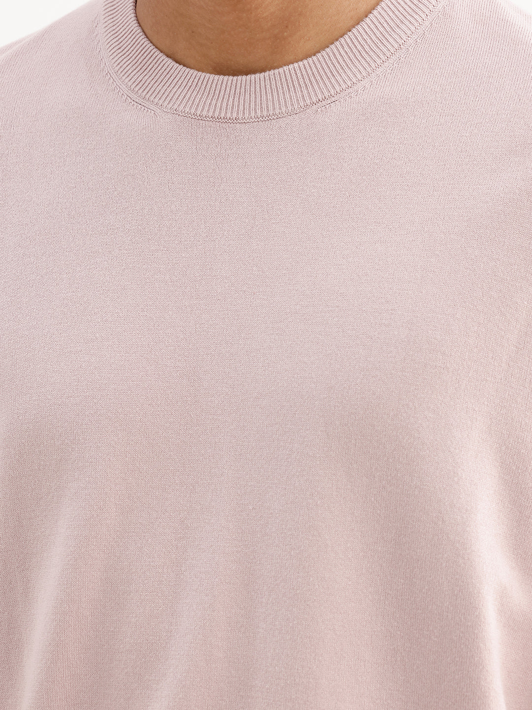 Solid Comfort Fit Full Sleeve Sweater | Pink