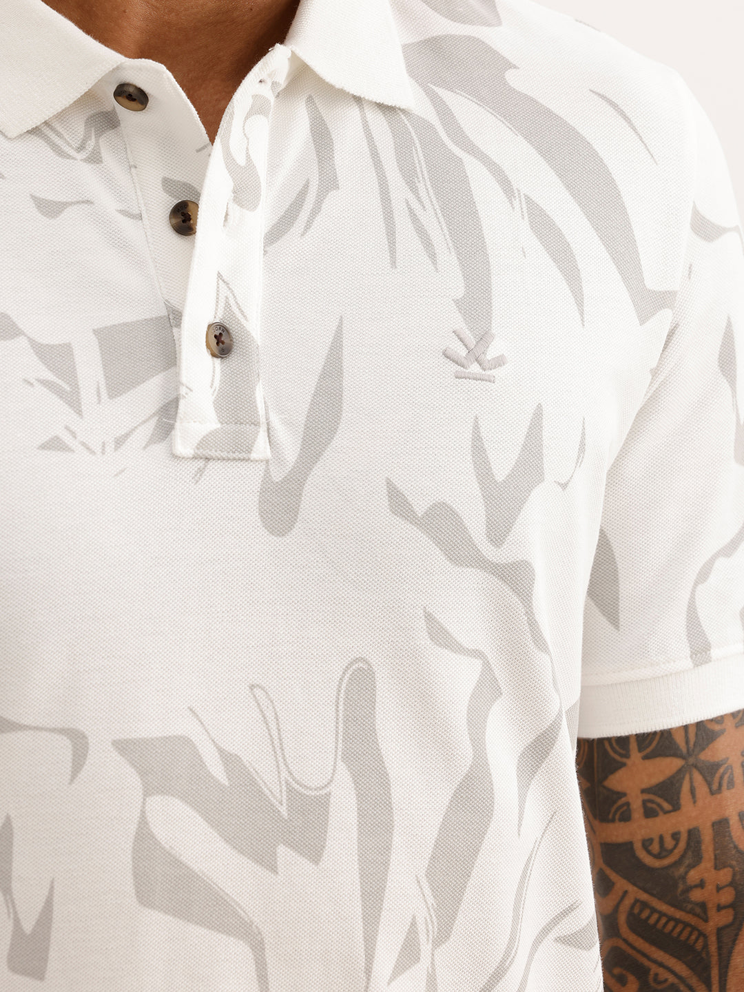 Classic Slim Fit AOP Polo T-Shirt | Off White