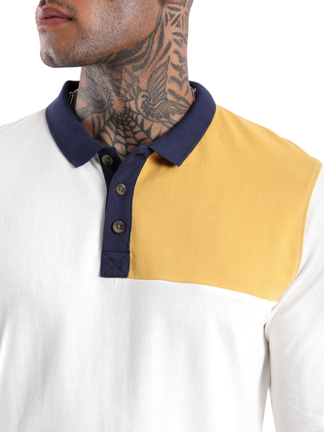 Colour blocked White Polo T-Shirt