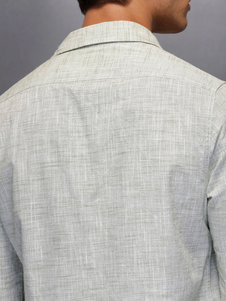 Solid Linin Blend Shirt   |  Green