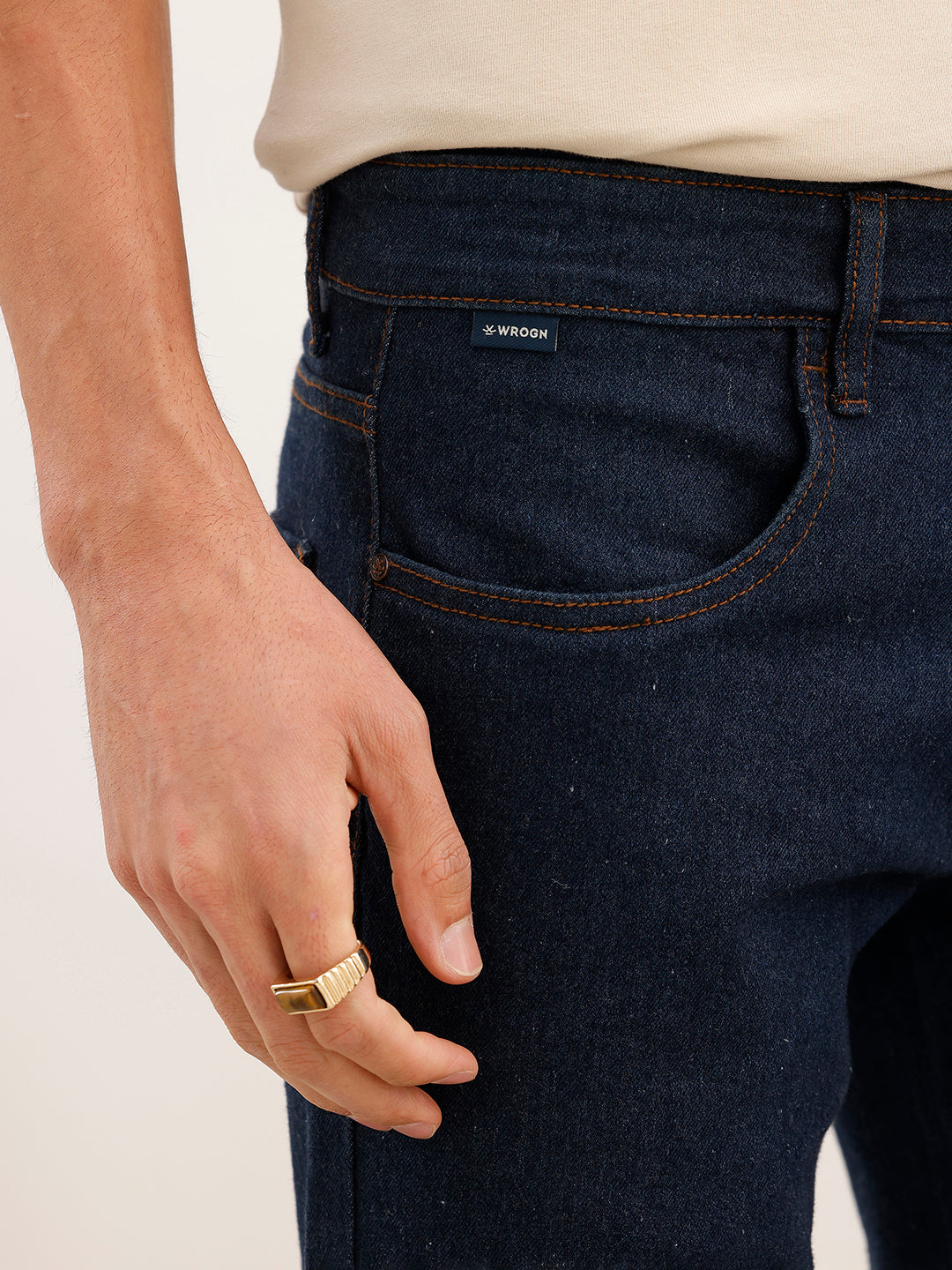 Solid Slim Fit Denim Jeans | Dark Blue