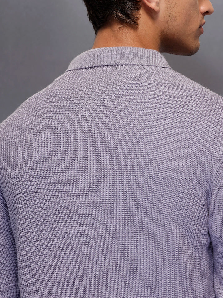 Solid Knitted Sweater   |  Purple
