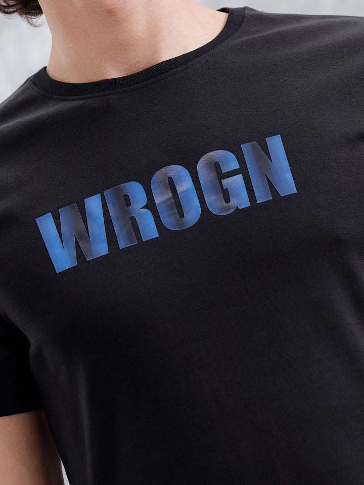 Laser Cut Lenticular Print Slim Fit Cotton T-Shirt | Black