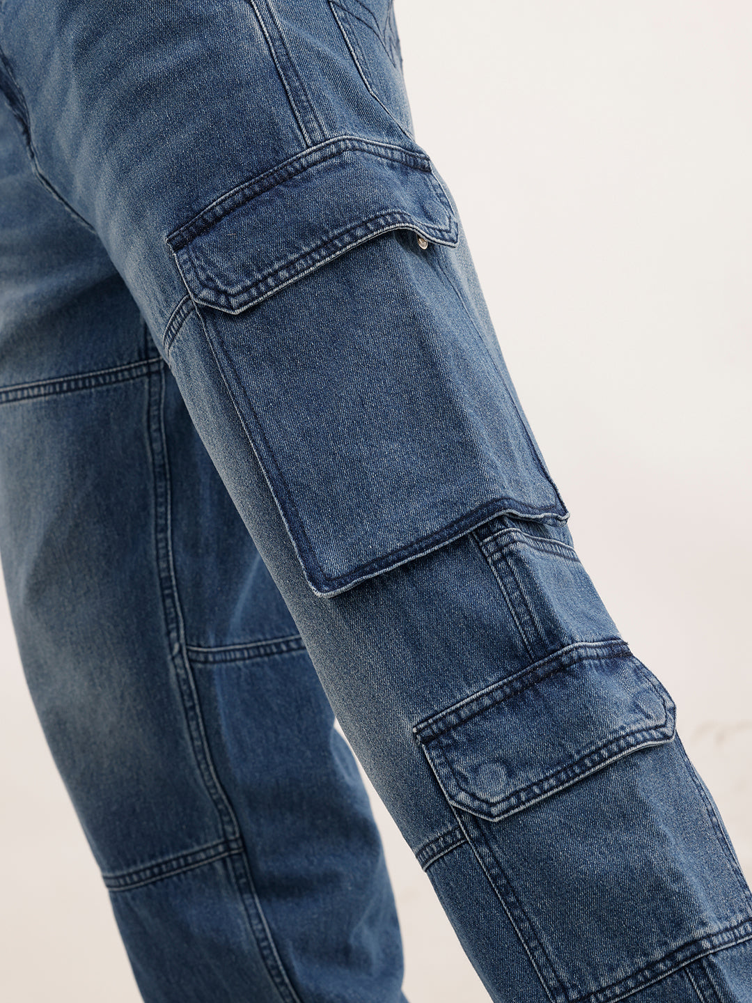 Faded Loose Fit Denim Cargo | Blue