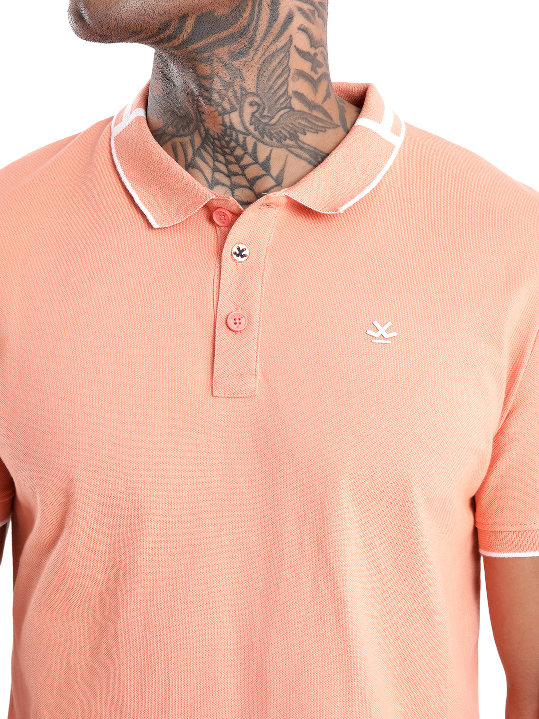 Elite Peach Tipping Collar Polo T-Shirt