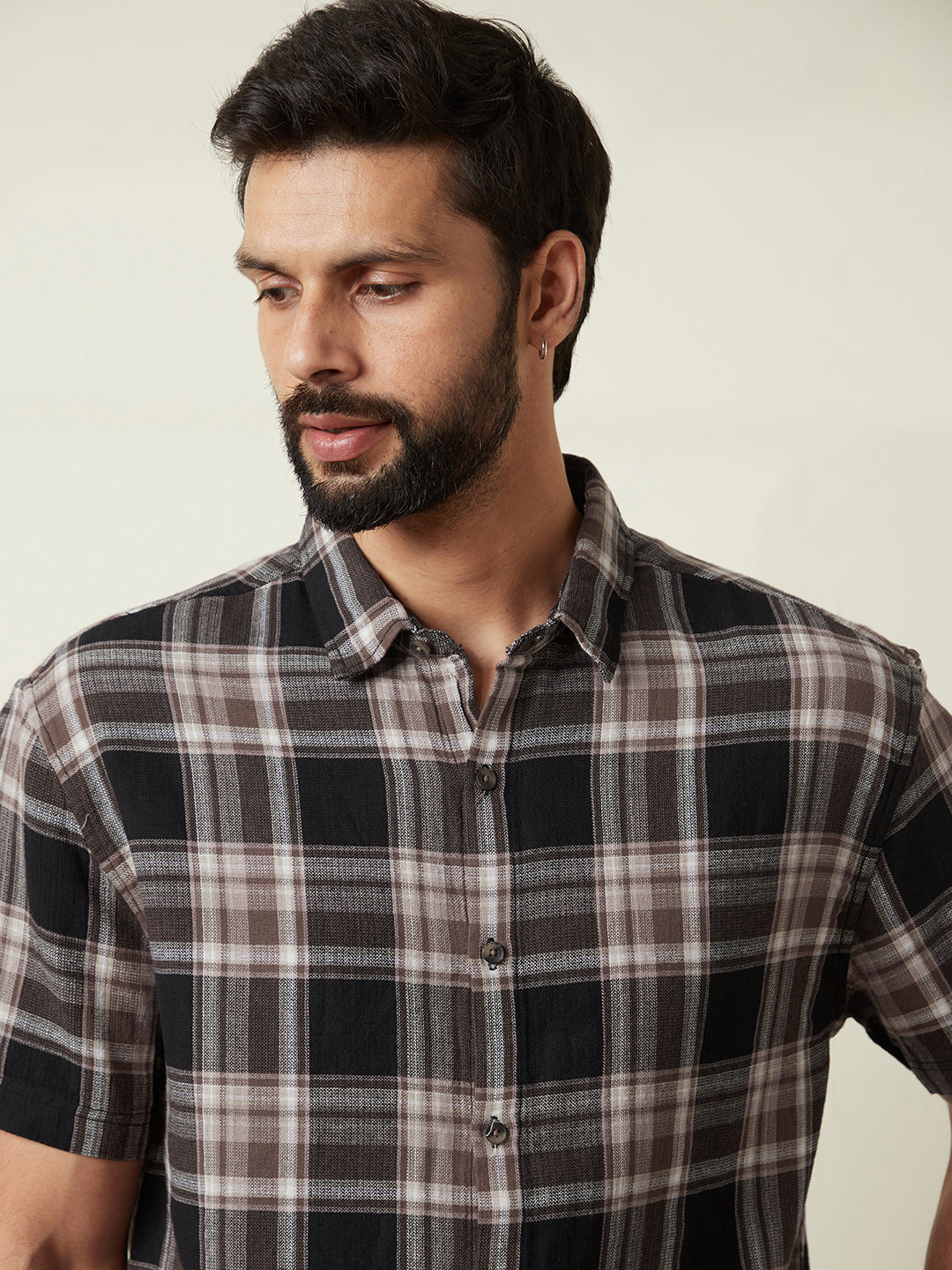 Checked Comfort Fit Shirt in Black