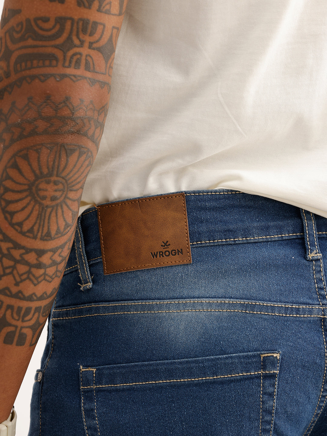 Faded Straight Fit Denim Jeans | Blue
