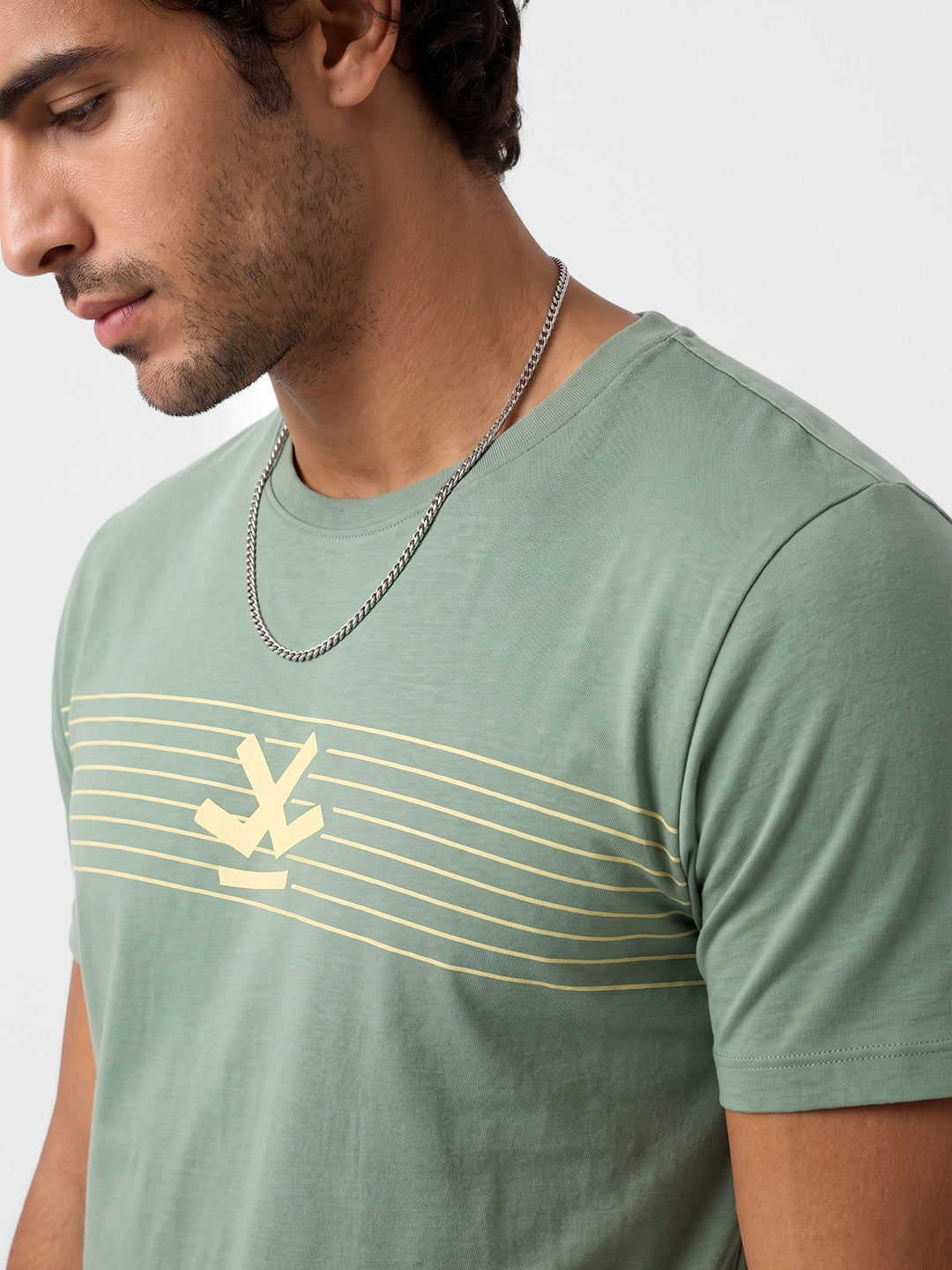 Slim Fit Placement Printed T-Shirt | Green