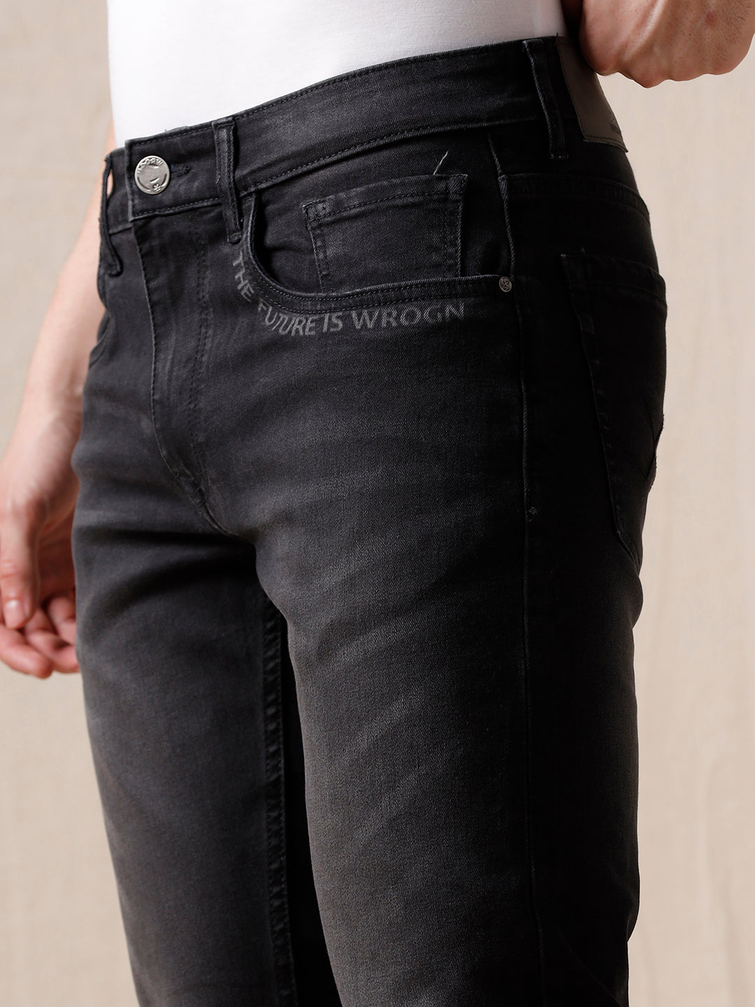 Solid Slim Fit Charcoal Jeans