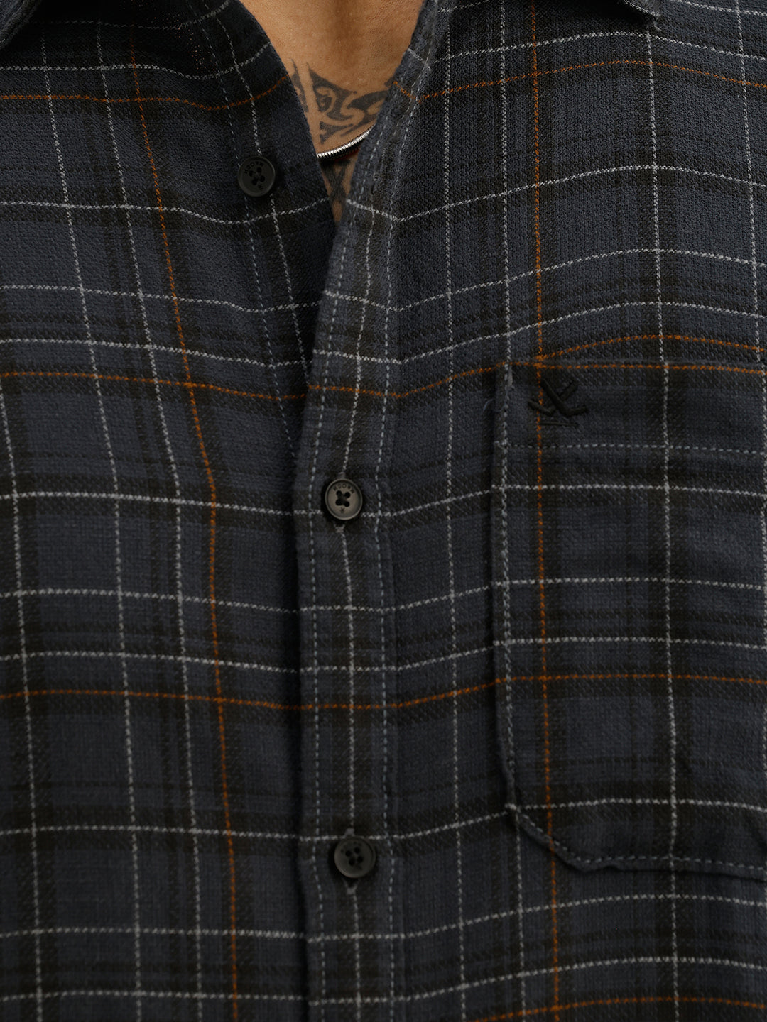 Classic Slim Fit Checkered Shirt | Dark Grey