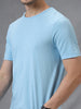 Raw Edged Blue Crew Neck T-Shirt