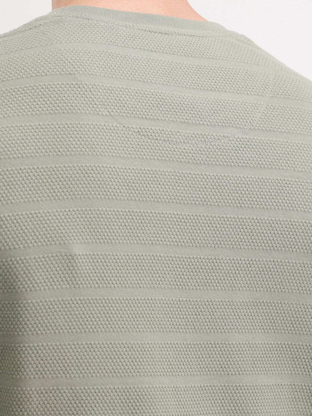 Slim Fit Textured Full Sleeves T-Shirt | Green