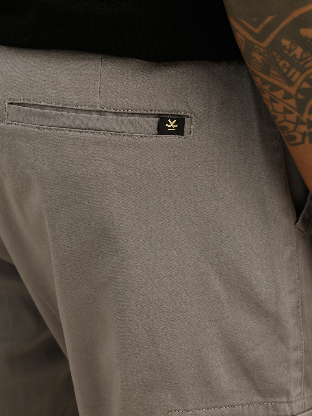 Solid Straight Fit Cargo Trouser | Grey