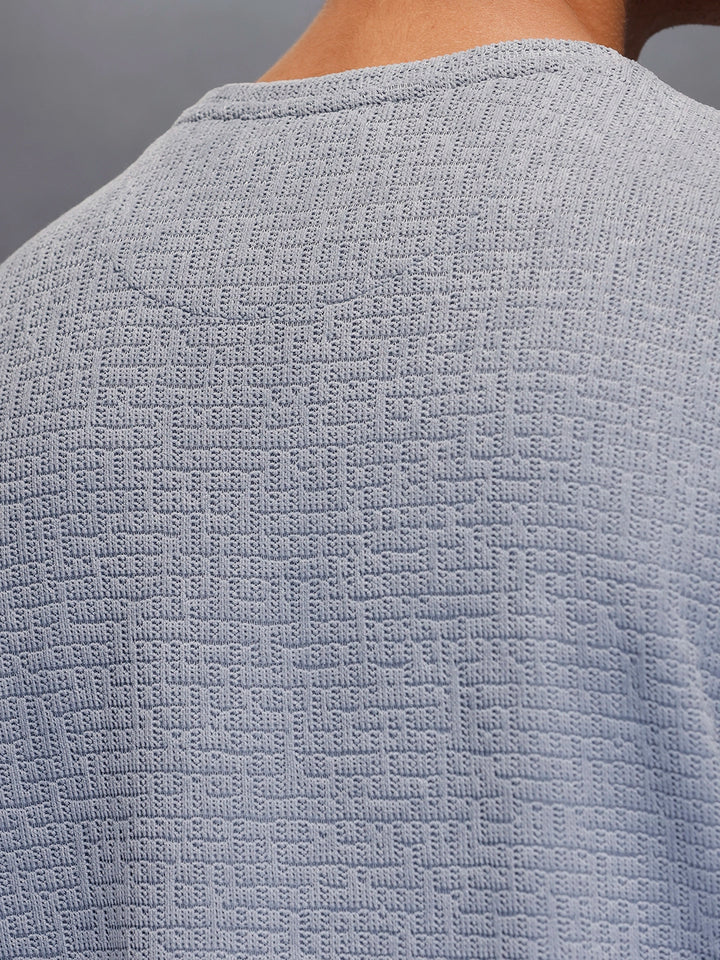 Men's Textured Oversized T-shirt  |  Blue