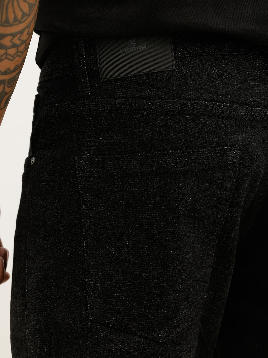 Solid Slim Cropped Denim Jeans | Black