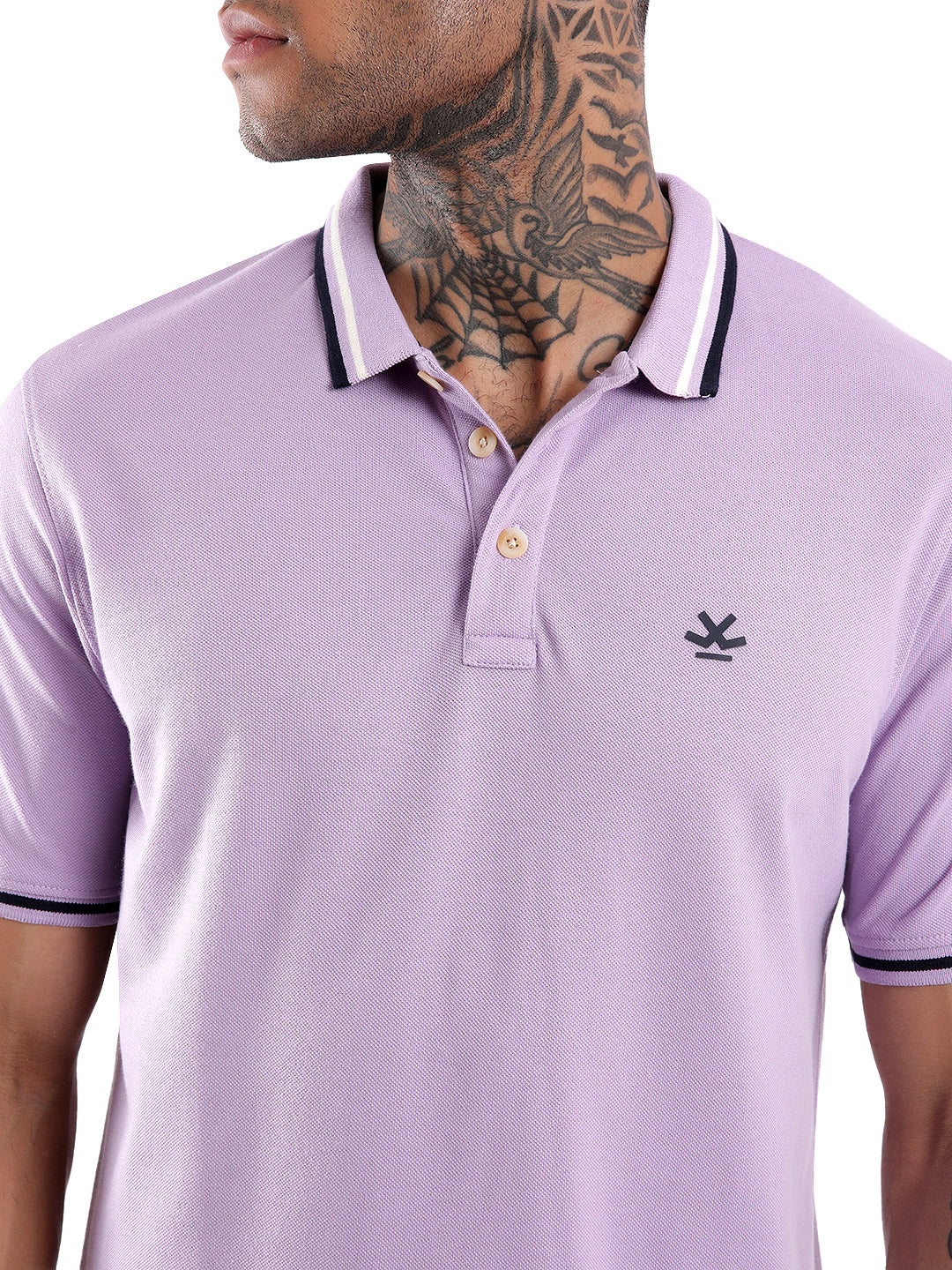 Basic Light Purple Tipping Polo T-Shirt