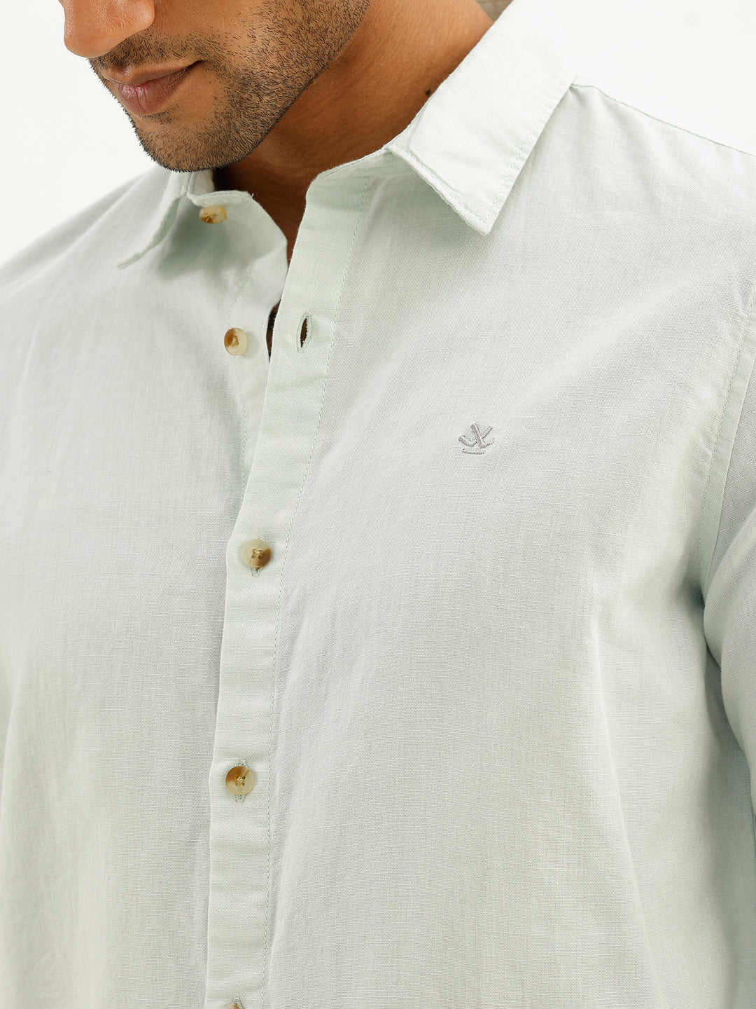 Solid Slim Fit Full Sleeve Shirt | Light Green