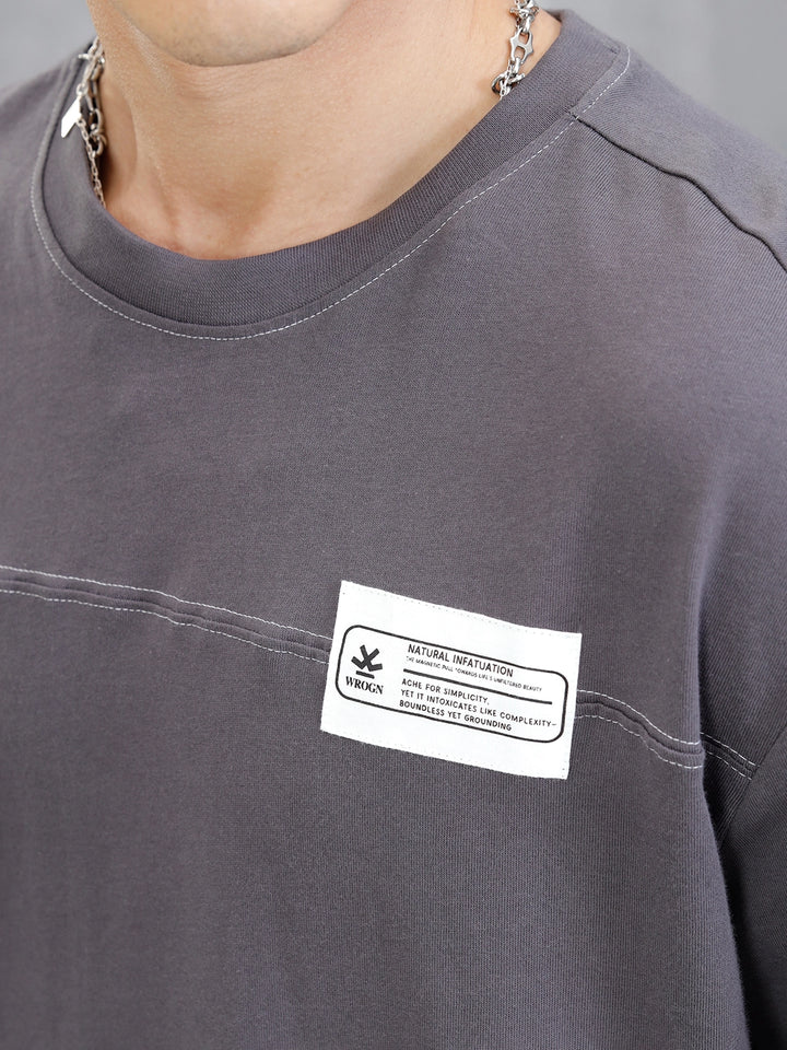 Solid Patch Detail T-Shirt | Dark Grey