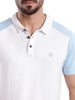 Classic White Colour Block Polo T-Shirt